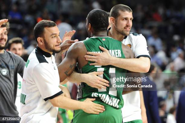 Brad Wanamaker, #11 guard of Darussafaka Dogus Istanbul celebrates the victory after the 2016/2017 Turkish Airlines Euroleague Play Off Leg Two...