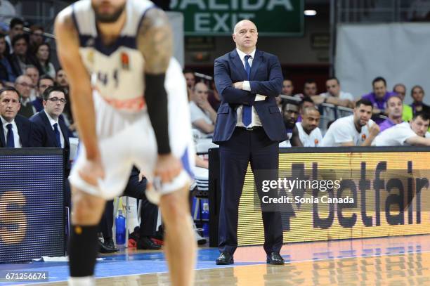 Pablo Laso, coach of Real Madrid during the 2016/2017 Turkish Airlines Euroleague Play Off Leg Two between Real Madrid and Darussafaka Dogus Istanbul...