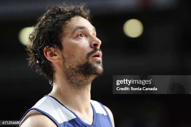 Sergio Llull, #23 guard of Real Madrid during the 2016/2017 Turkish Airlines Euroleague Play Off Leg Two between Real Madrid and Darussafaka Dogus...