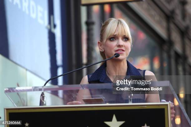 Anna Faris attends a Ceremony Honoring Chris Pratt With Star On The Hollywood Walk Of Fame on April 21, 2017 in Hollywood, California.