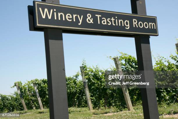 Winery and tasting room sign in the vineyards at Domaine Berrien Cellars.