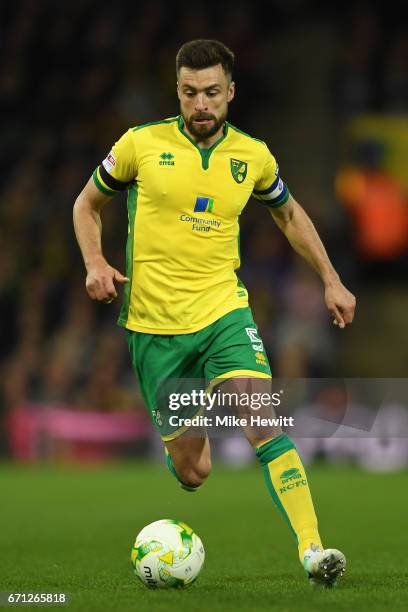 Russell Martin of Norwich in action during the Sky Bet Championship match between Norwich City and Brighton & Hove Albion at Carrow Road on April 21,...