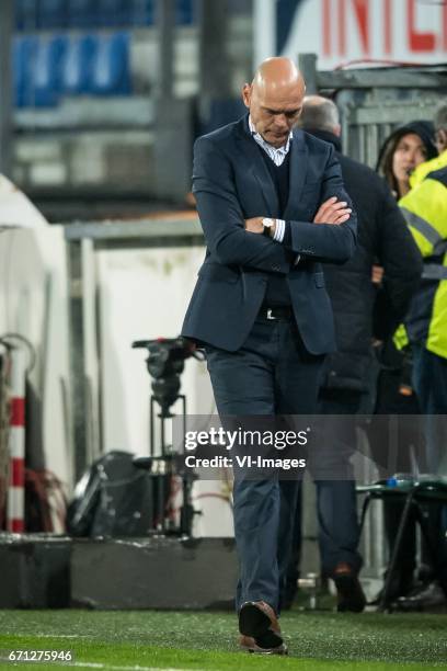 Coach Jurgen Streppel of sc Heerenveenduring the Dutch Eredivisie match between sc Heerenveen and Willem II at Abe Lenstra Stadium on April 21, 2017...