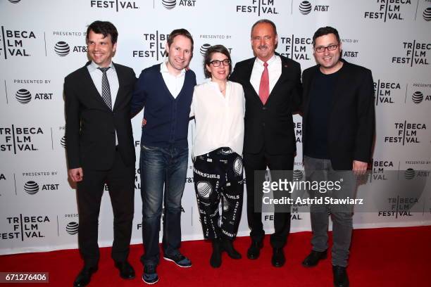 Matthias Dettling, Lukas Hobi, Petra Volpe, André Schaller and Reto Schaerli attends "The Divine Order" Premiere during 2017 Tribeca Film Festival at...