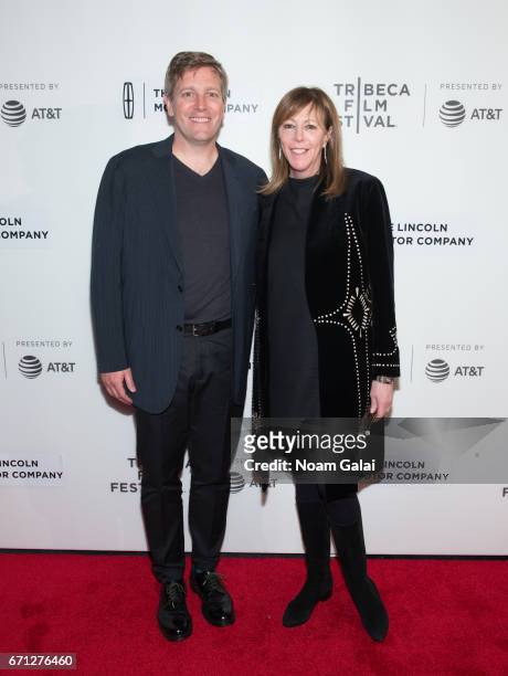 Director Greg Kohs and producer Jane Rosenthal attend the "AlphaGo" premiere during 2017 Tribeca Film Festival at Spring Studios on April 21, 2017 in...