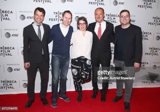 Matthias Dettling, Lukas Hobi, Petra Volpe, André Schaller and Reto Schaerli attend "The Divine Order" Premiere during 2017 Tribeca Film Festival at...