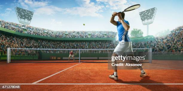 tenis: deportista masculino en acción - concurso fotografías e imágenes de stock