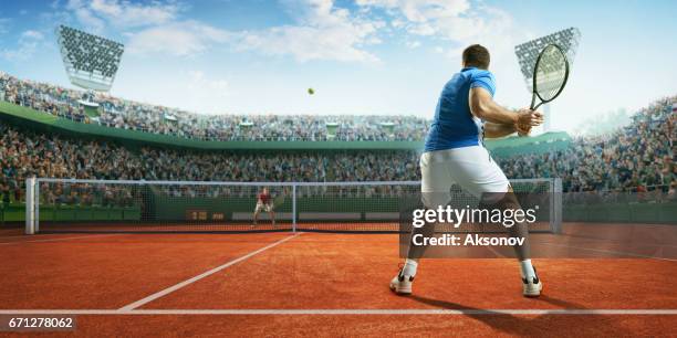 tennis: male sportsman in action - tennis quick imagens e fotografias de stock