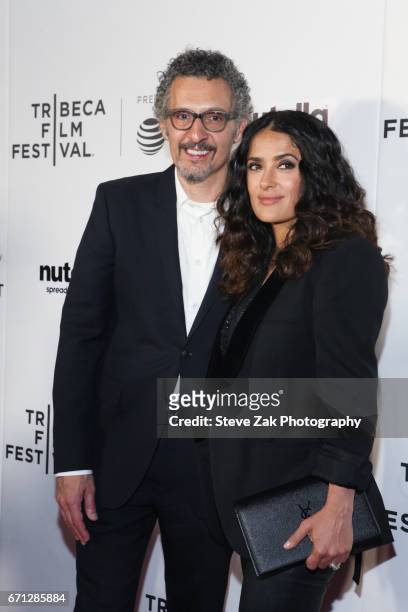 John Turturro and Salma Hayek attend the Shorts Program: New York - Group Therapy during the 2017 Tribeca Film Festival at Regal Battery Park Cinemas...