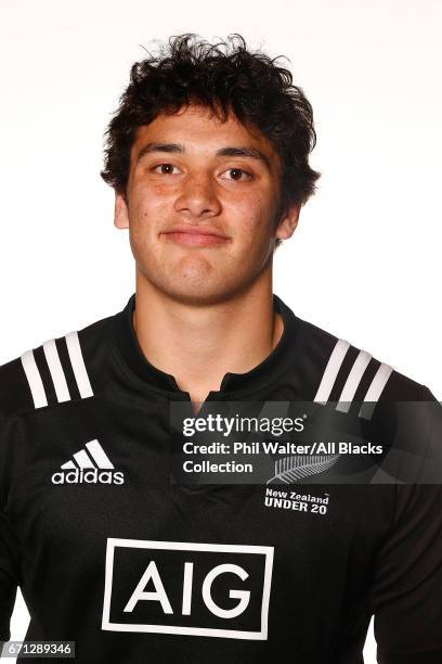 Thomas Umaga Jensen poses during the New Zealand U20 Headshots Session at Novotel Auckland Airport on April 22, 2017 in Auckland, New Zealand.