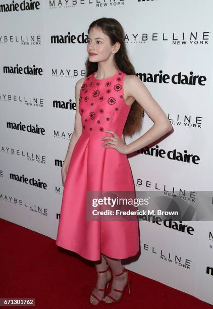 Actor Mackenzie Foy attends Marie Claire's 'Fresh Faces' celebration with an event sponsored by Maybelline at Doheny Room on April 21, 2017 in West...