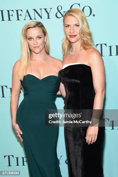 Actors Reese Witherspoon and Claire Danes attend the Tiffany & Co. 2017 Blue Book Collection Gala at ST. Ann's Warehouse on April 21, 2017 in New...