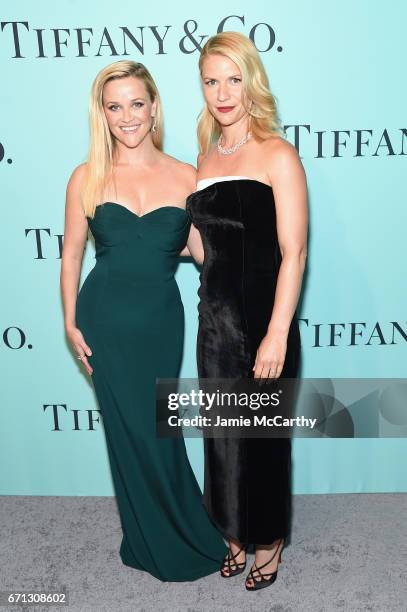 Actors Reese Witherspoon and Claire Danes attend the Tiffany & Co. 2017 Blue Book Collection Gala at ST. Ann's Warehouse on April 21, 2017 in New...