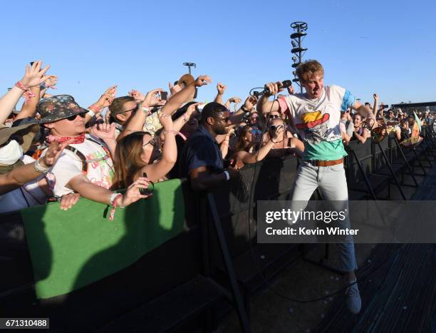 Dave Bayley of Glass Animals performs on the Coachella Stage during day 1 of the 2017 Coachella Valley Music & Arts Festival at the Empire Polo Club...