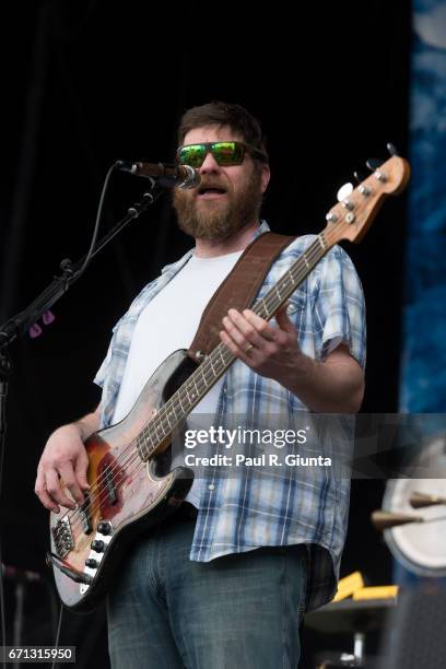 Rob Derhak of moe. Performs on stage during 2017 SweetWater 420 Fest at Olympic Centennial Park on April 21, 2017 in Atlanta, Georgia.