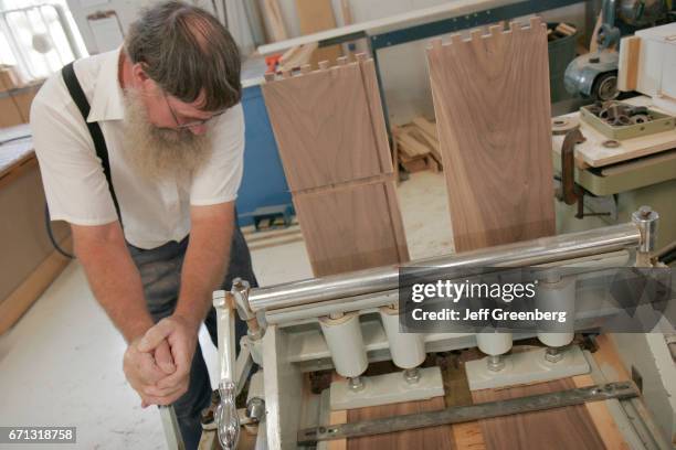 An Amish furnituremaker at Lambright Woodworking.