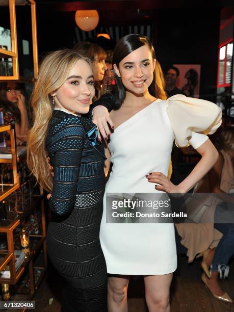 Singers Sabrina Carpenter and Sofia Carson attend Marie Claire's 'Fresh Faces' celebration with an event sponsored by Maybelline at Doheny Room on...