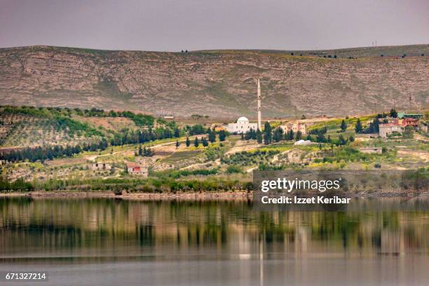 landscape near the halfeti ,sanliurfa, southeastern turkey - euphrates river stockfoto's en -beelden