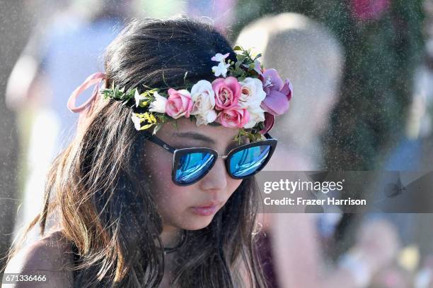 Festivalgoer attends day 1 of the 2017 Coachella Valley Music & Arts Festival at the Empire Polo Club on April 21, 2017 in Indio, California.