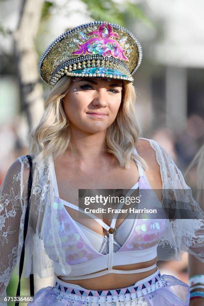 Festivalgoer attends day 1 of the 2017 Coachella Valley Music & Arts Festival at the Empire Polo Club on April 21, 2017 in Indio, California.