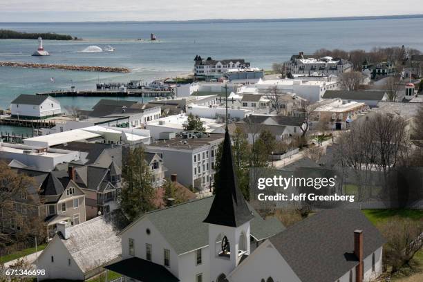 View of houses at Fort Mackinac.