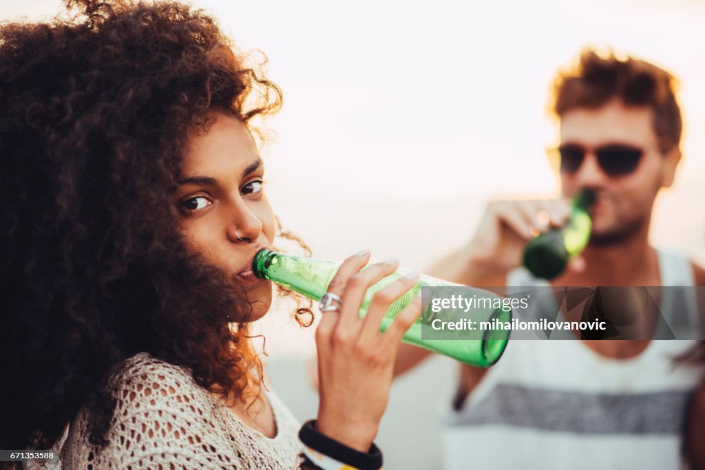 Girl drinking beer