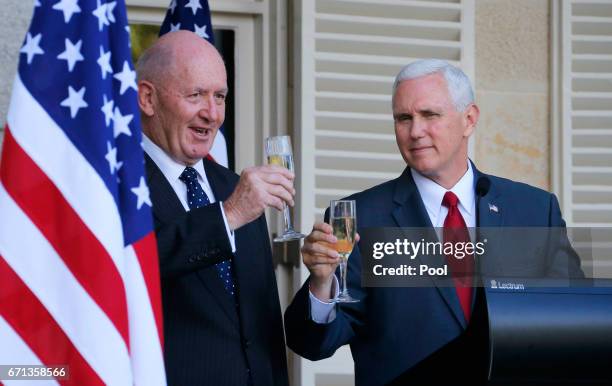 Vice President Mike Pence and Australian Governor General Peter Cosgrove toast during a lunch reception for Australian and U.S. Military servicemen...