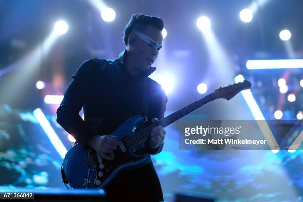 Musician Luke Steele of Empire of the Sun performs at the Sahara Tent during day 1 of the 2017 Coachella Valley Music & Arts Festival at the Empire...