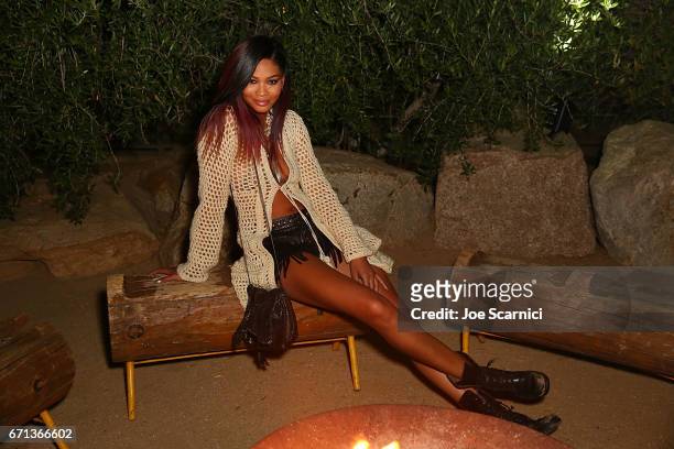 Chanel Iman celebrates with Belvedere Vodka at "Belvedere x Noisey: Behind The Scene" during Coachella at the Ace Hotel on April 21, 2017 in Palm...
