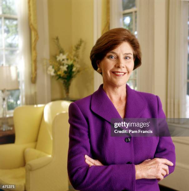 Laura Bush poses for a portrait November 17, 1999 in the Governor's mansion in Austin, Texas.