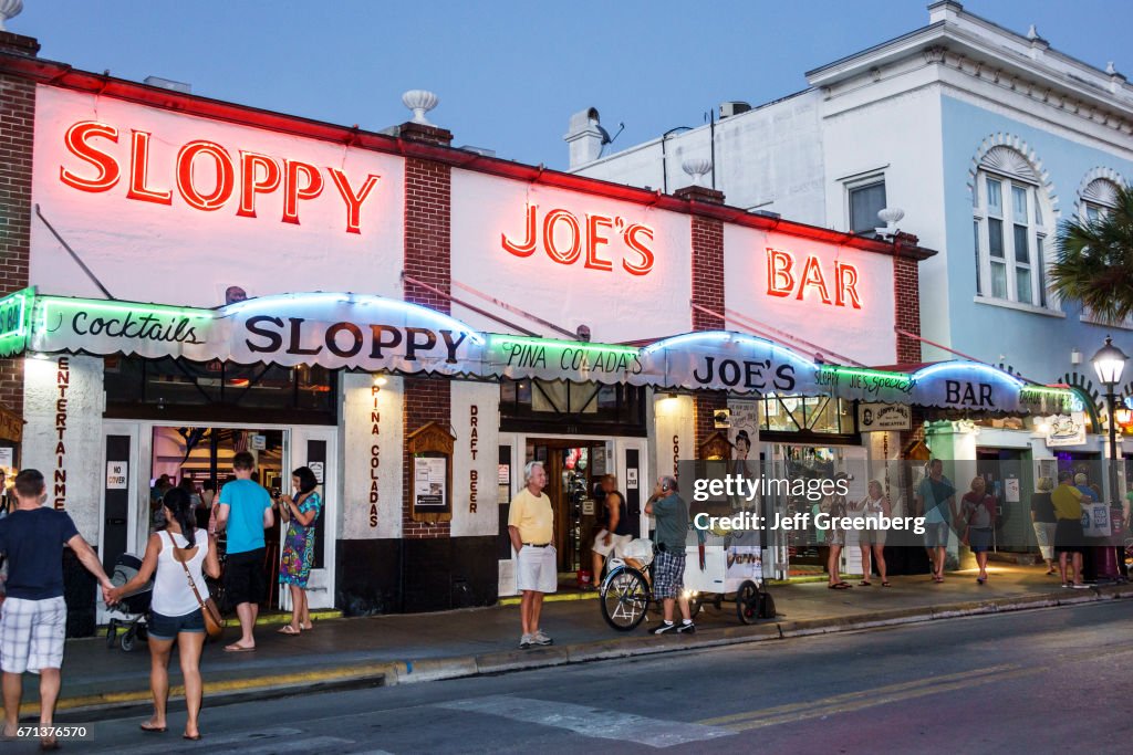 Sloppy Joe's Bar entrance at night.