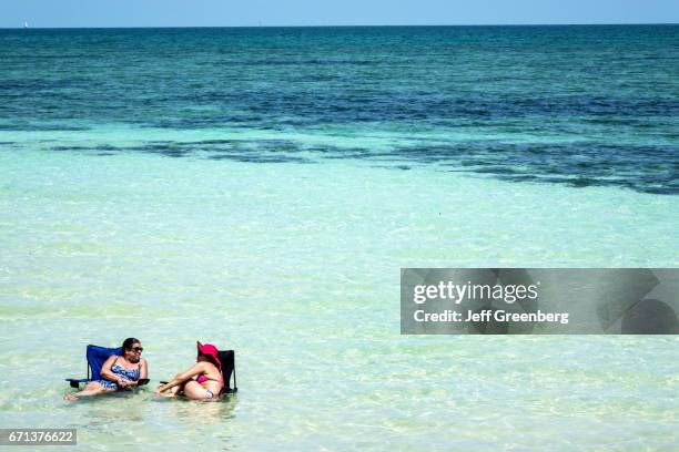 Sunbathers in the sea at Bahia Honda State Park.