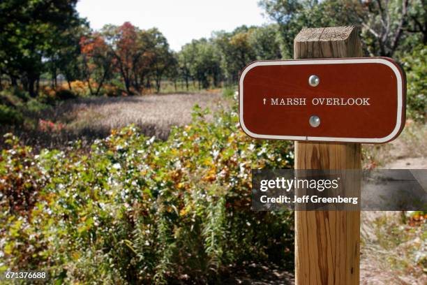 Hiking trail sign at Indiana Dunes National Lakeshore.