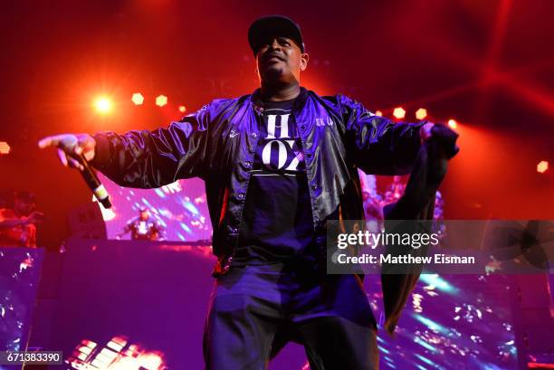 Rapper Sheek Louch of the group The Lox performs live on stage for the Ruff Ryder's Reunion Tour 2017 at Barclays Center of Brooklyn on April 21,...