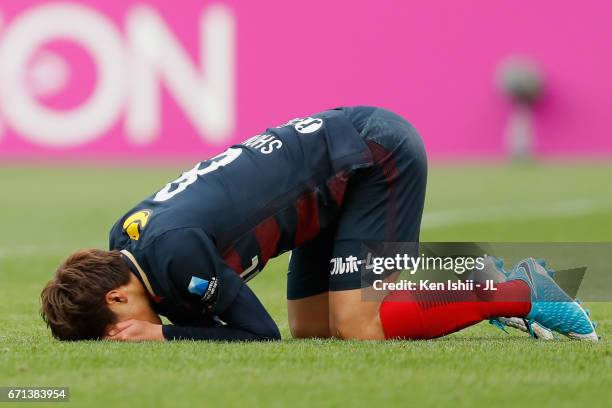 Shoma Doi of Kashima Antlers reacts after missing a chance during the J.League J1 match between Kashima Antlers and Jubilo Iwata at Kashima Soccer...