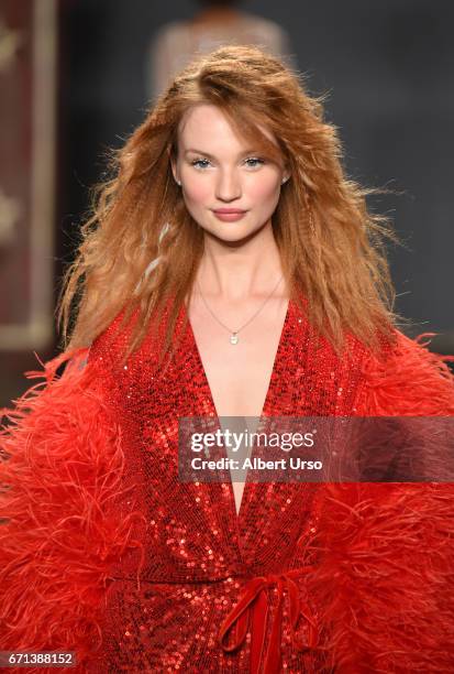 Model walks the runway at the Jenny Packham show during New York Fashion Week: Bridal on April 21, 2017 in New York City.