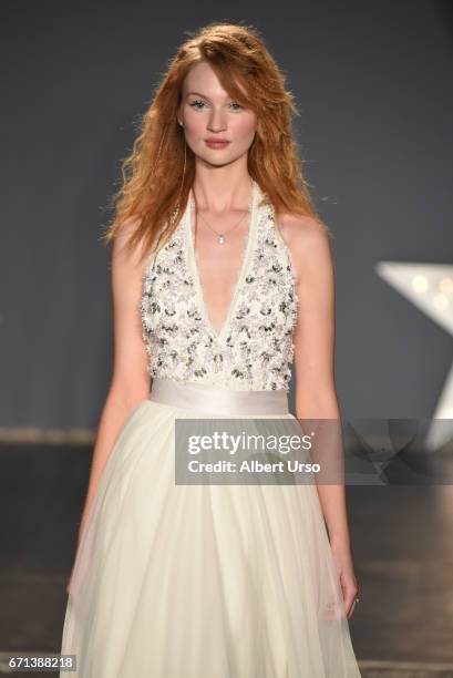 Model walks the runway at the Jenny Packham show during New York Fashion Week: Bridal on April 21, 2017 in New York City.