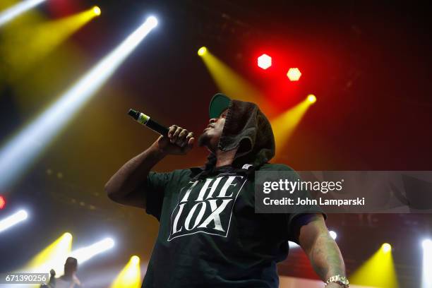 Sheek Louch of The Lox performs during the Ruff Ryders and Friends Reunion Tour Past, Present and Future at Barclays Center of Brooklyn on April 21,...