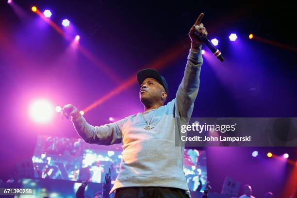 Styles P. Of The Lox performs during the Ruff Ryders and Friends Reunion Tour Past, Present and Future at Barclays Center of Brooklyn on April 21,...