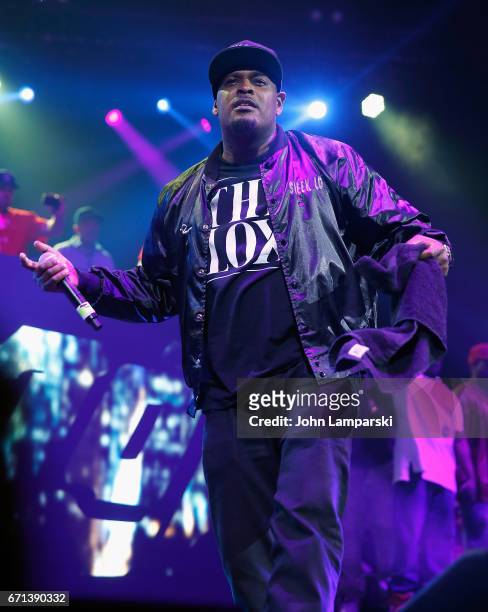 Sheek Louch of The Lox performs during the Ruff Ryders and Friends Reunion Tour Past, Present and Future at Barclays Center of Brooklyn on April 21,...