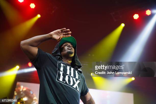 Sheek Louch of The Lox performs during the Ruff Ryders and Friends Reunion Tour Past, Present and Future at Barclays Center of Brooklyn on April 21,...