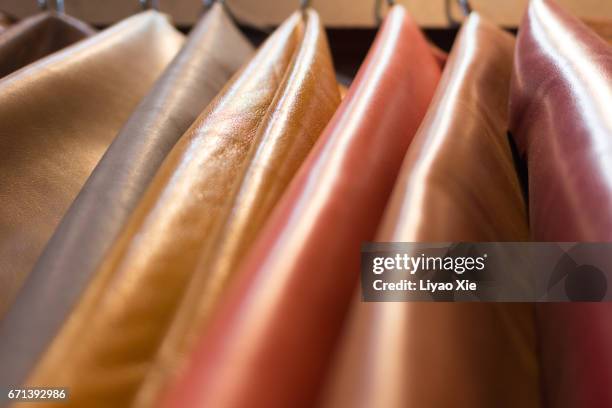 different colors of leather - leather goods stock pictures, royalty-free photos & images