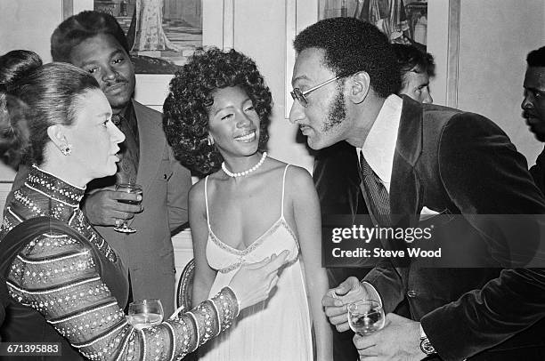 Princess Margaret meets members of The Four Tops and The Supremes backstage at the Royal Albert Hall in London, UK, 30th November 1971. From left to...