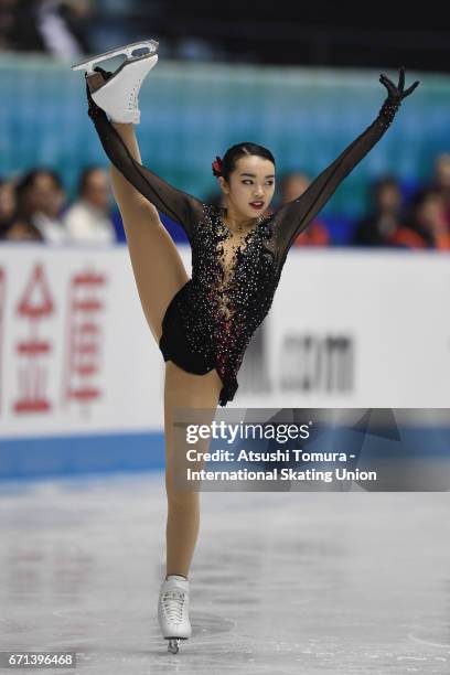 Karen Chen of the USA competes in the Ladies free skating during the 3rd day of the ISU World Team Trophy 2017on April 22, 2017 in Tokyo, Japan.
