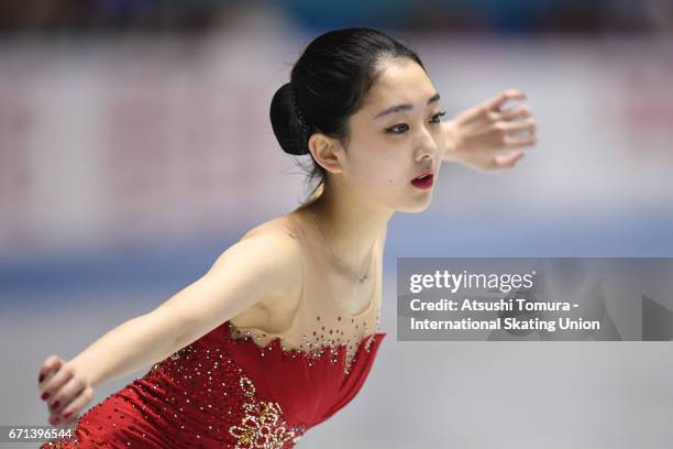 Zijun Li of China competes in the Ladies free skating during the 3rd day of the ISU World Team Trophy 2017on April 22, 2017 in Tokyo, Japan.