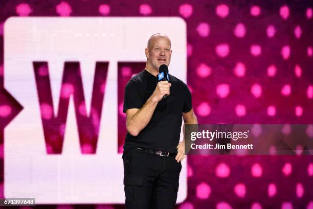 Lululemon founder Chip Wilson speaks during WE Day at KeyArena on April 21, 2017 in Seattle, Washington.