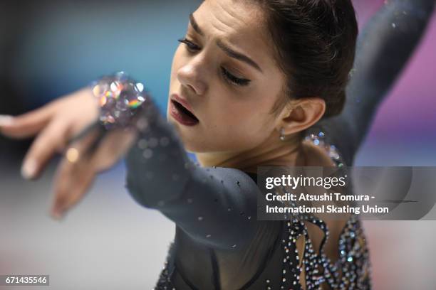 Evgenia Medvedeva of Russia competes in the Ladies free skating during the 3rd day of the ISU World Team Trophy 2017on April 22, 2017 in Tokyo, Japan.