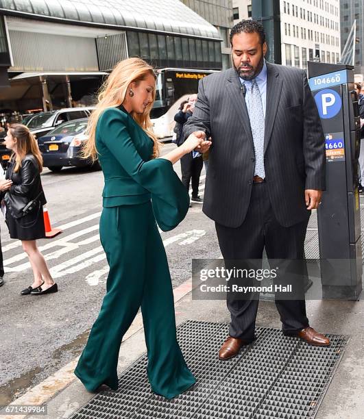 Actress Blake Lively arrives to Variety's Power of Women New York luncheon at Cipriani Midtown on April 21, 2017 in New York City.