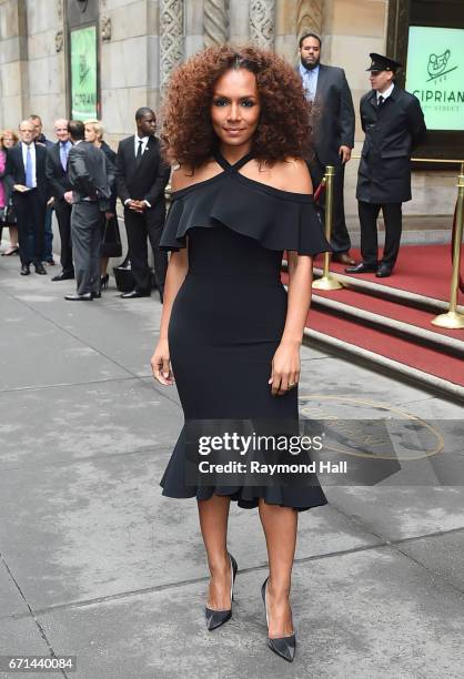 Janet Mock arrives to Variety's Power of Women New York luncheon at Cipriani Midtown on April 21, 2017 in New York City.