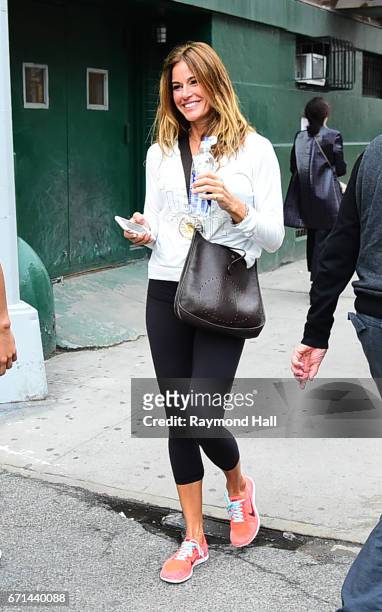 Model Kelly Bensimon is seen walking in Soho on April 21, 2017 in New York City.